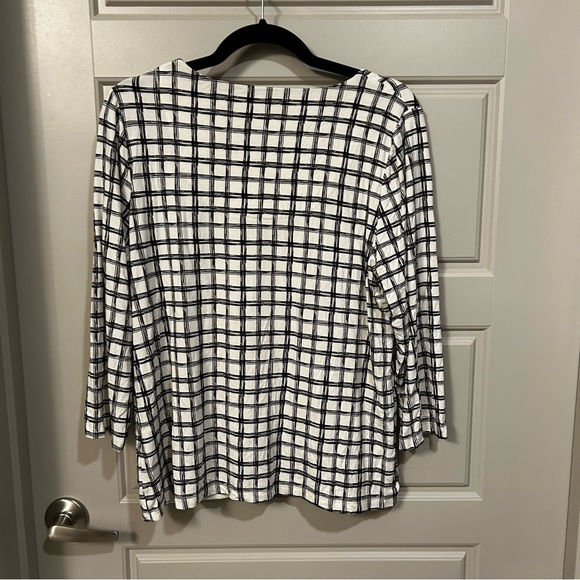 Chico's Monochrome Grid Pattern Blouse - Picture 2 of 5